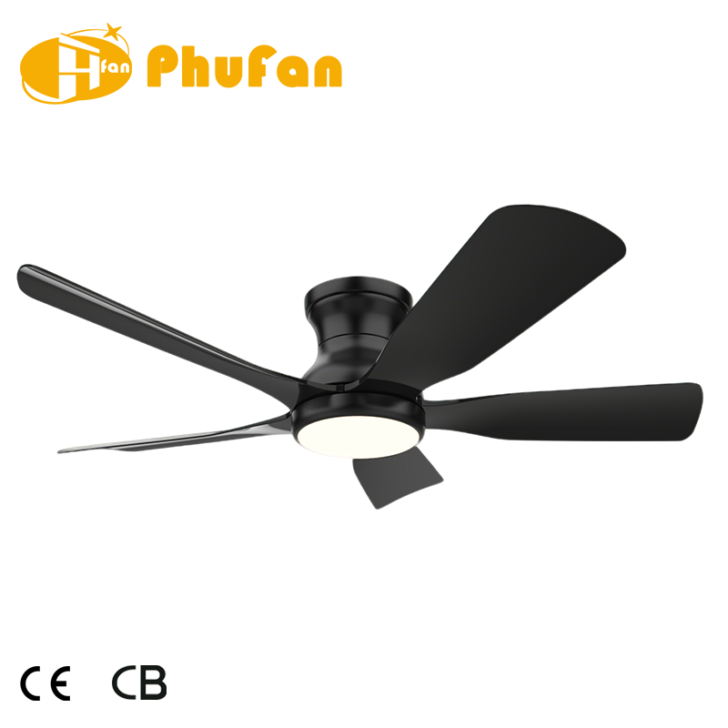 תמונה ממוזערת: Flush Mount Hugger 5-Blade Ceiling Fan Light Low Lamp for Small Room Hallway