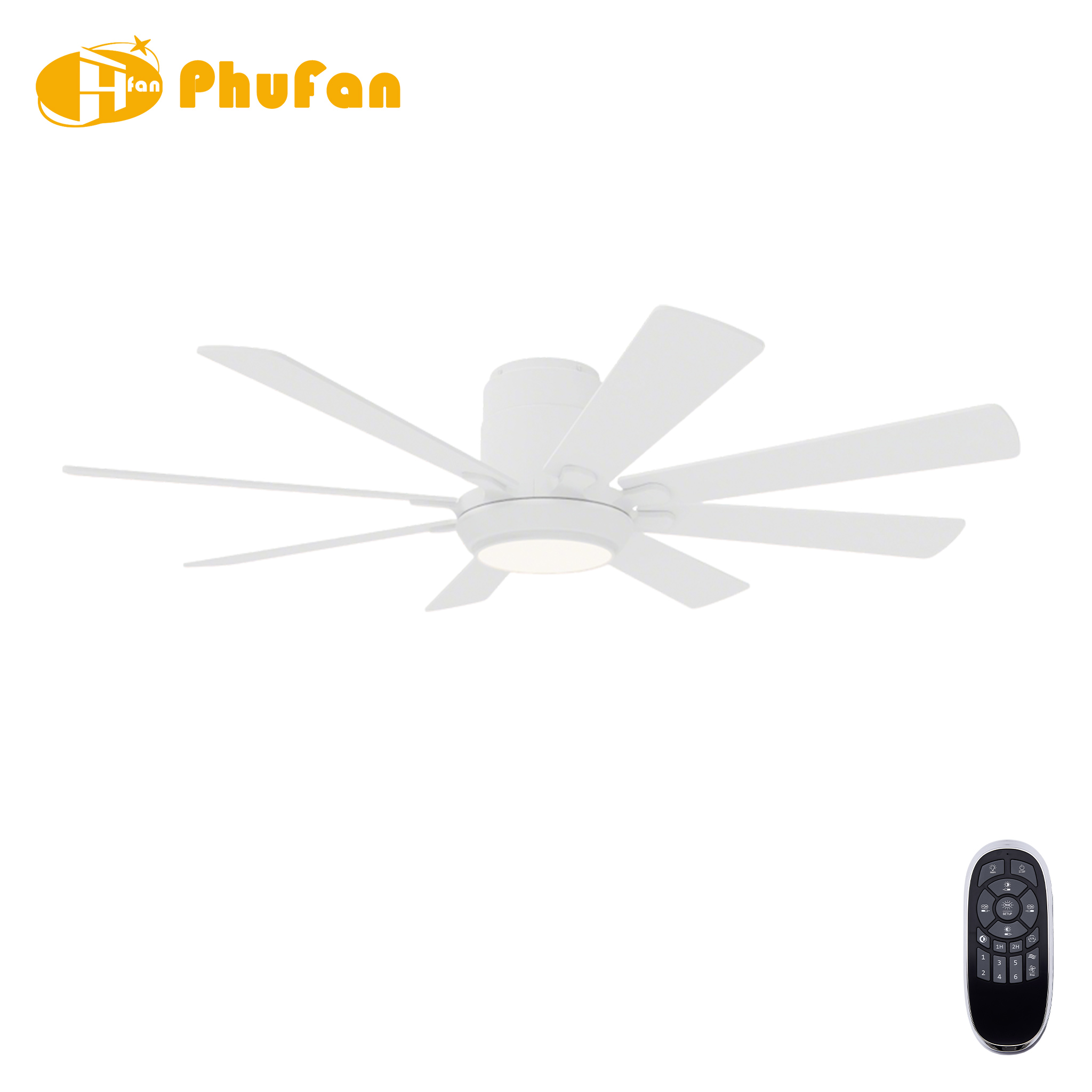 Hugger Ceiling Fan with Light for Living Room - 8 Plywood Blades
