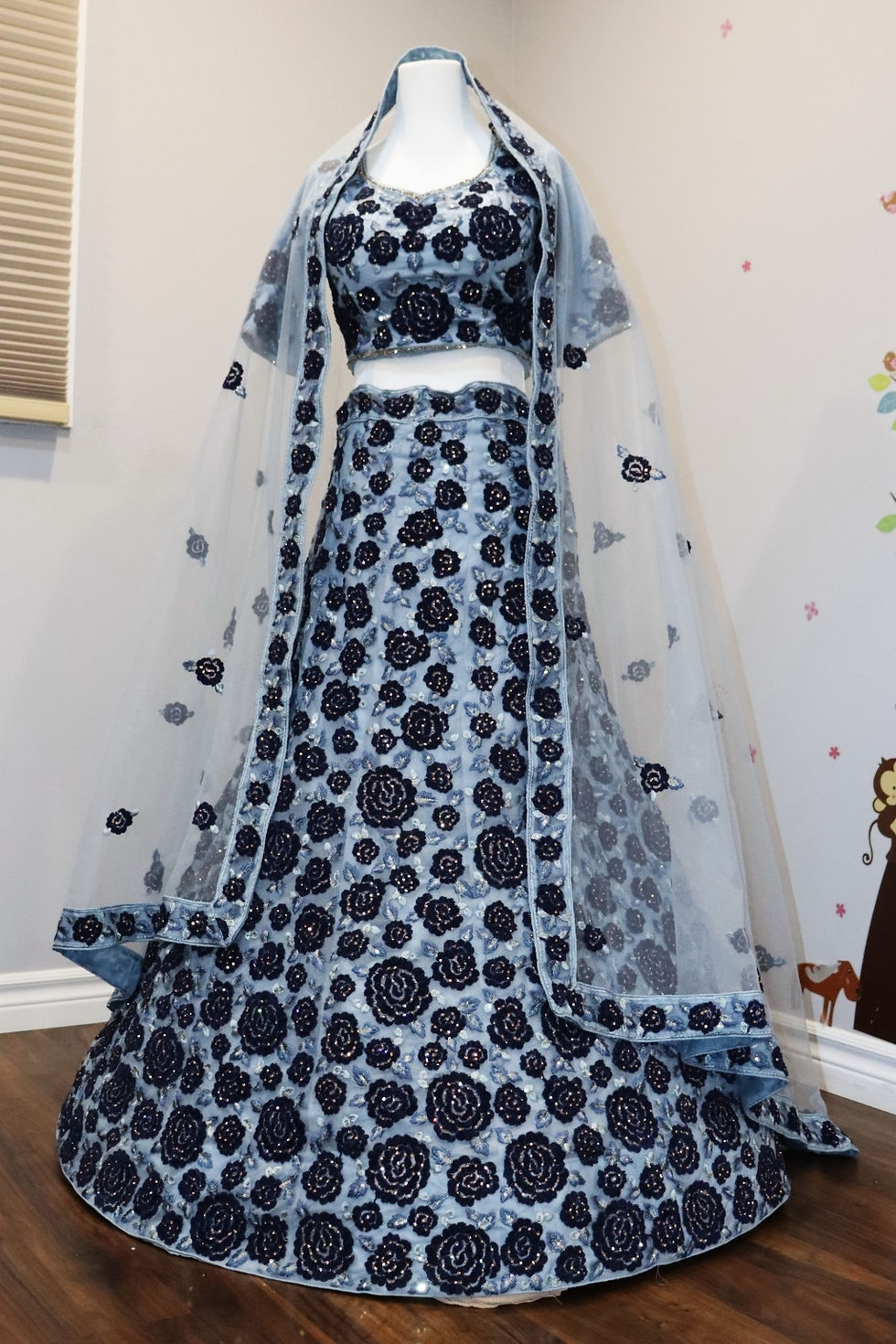 Thumbnail: Blue Embroidered Lehenga