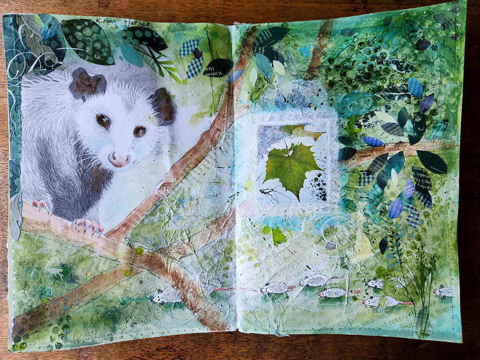 the finished art journal spread, "Family Outing"