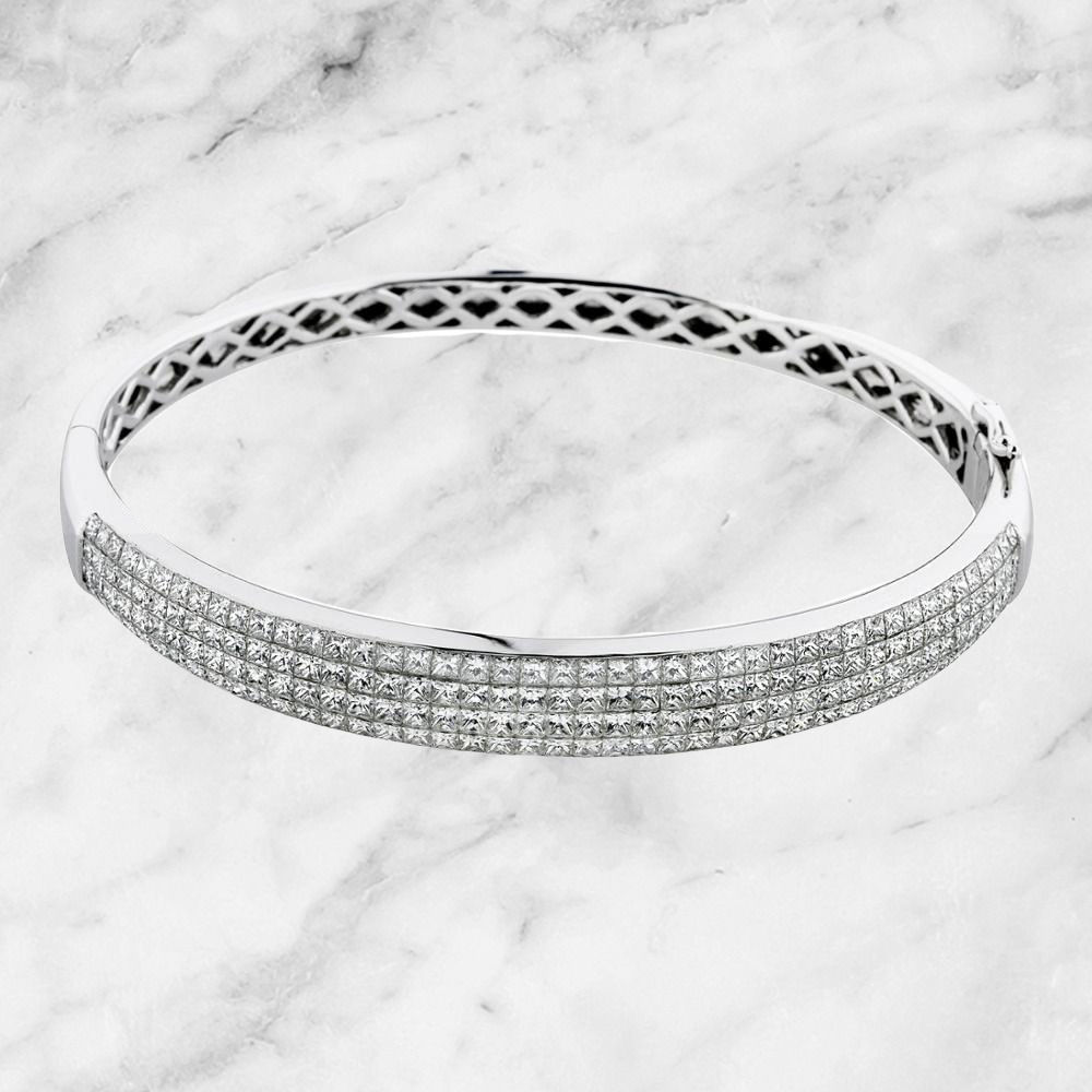 vvs1-Pour Vous Collection 18k Gold 4.77 TCW 4-Row Diamonds Bangle