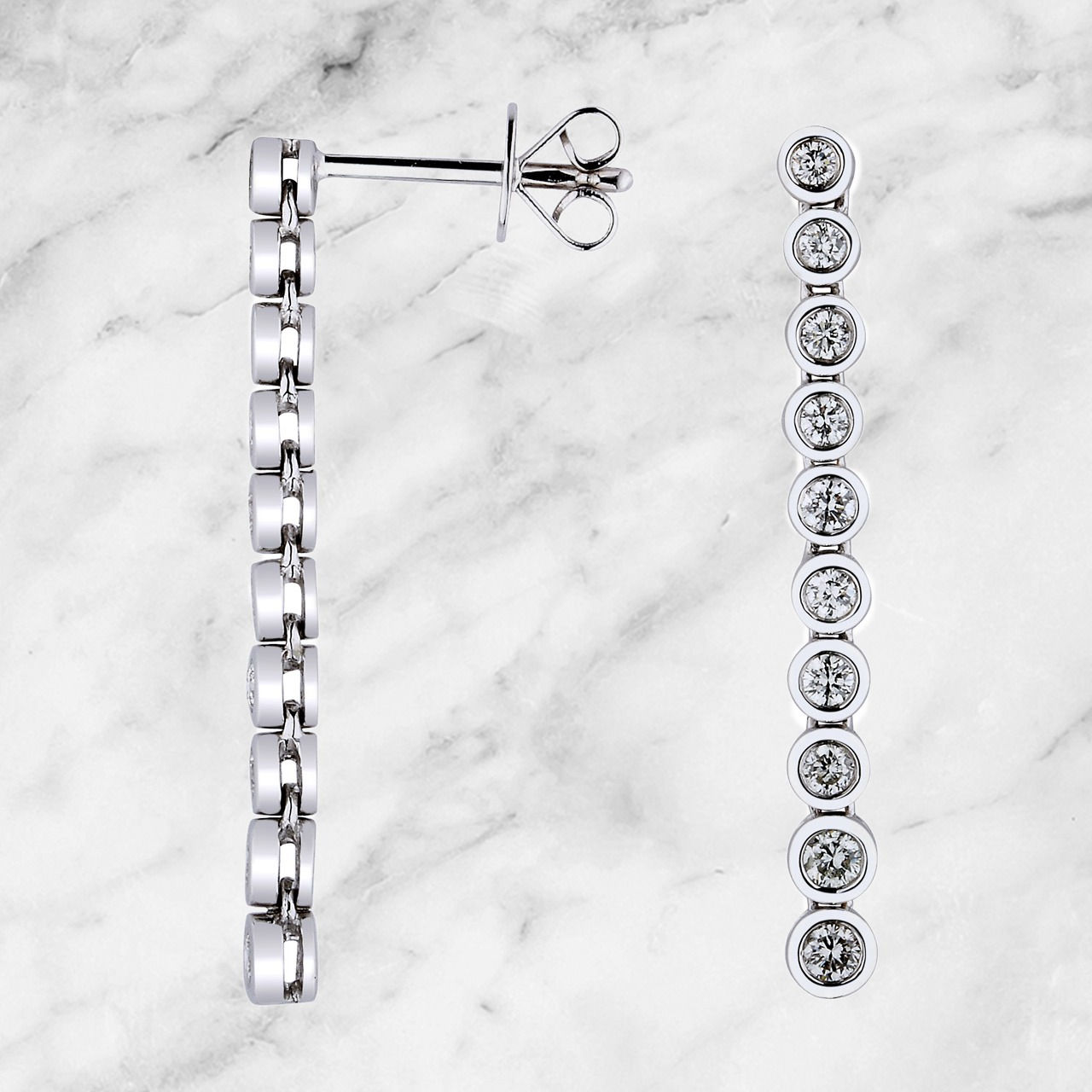 vvs1-Pour Vous 18k Gold 0.50 TCW Diamonds Stud Drop Bezel Setting Earrings