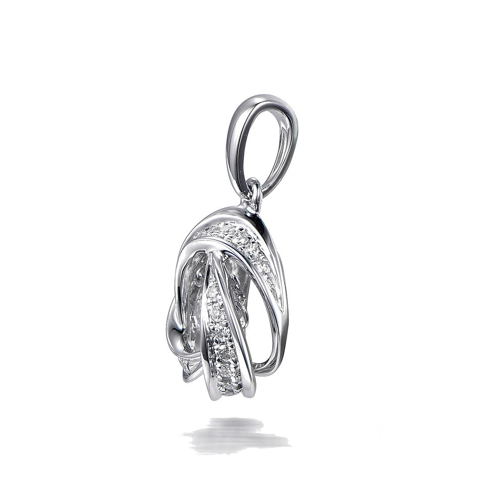 Thumbnail: 18k White Gold 0.31 TCW Dancing Diamond 3D Geometry Pendant