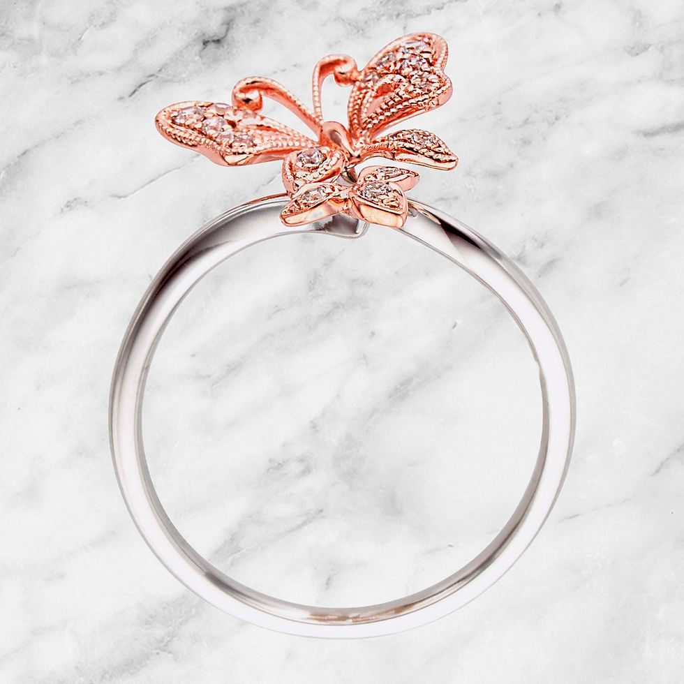 Thumbnail: vvs1-Pour Vous Collection 18k Gold 0.134TCW Diamonds MicroPave 3D Butterfly Ring