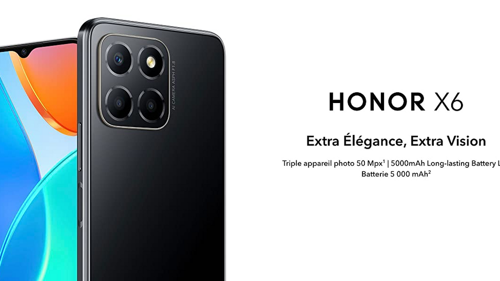 HONOR X6 Smartphone 4G Batterie 5000 MAh Triple Caméra 50 MP Écran 6.5"HD+ 4GoRAM+64GoROM