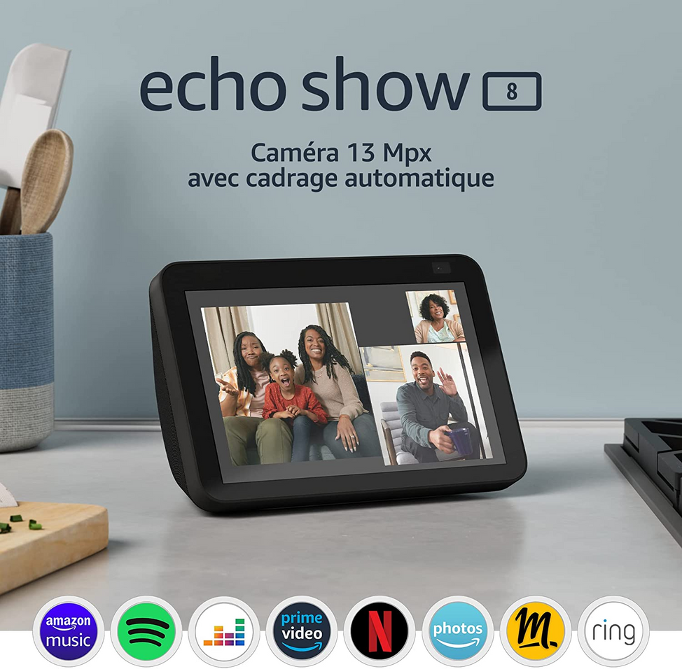 Le Echo Show 8 (2e génération, modèle 2021)Écran connecté HD avec Alexa et caméra 13 Mpx 