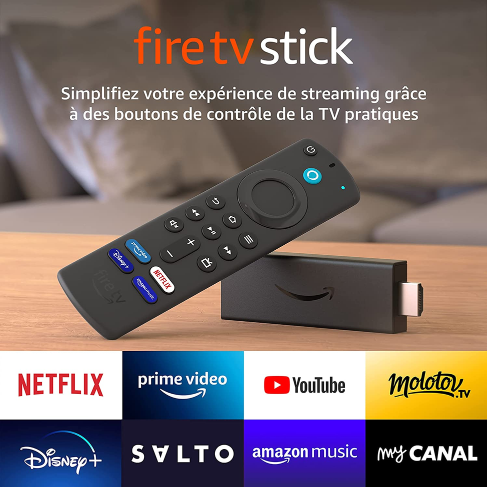 La Fire TV Stick avec télécommande vocale Alexa avec boutons de contrôle de la TV Appareil de stream