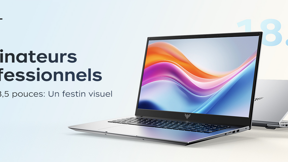 Le PC Portable Tivique AX18 Écran 18.5"FHD 60Hz CPU 4 Couers 13ème Intel N150 3,60GHz 16Go RAM+512Go SSD M.2 Wi-FI Dual-Band, BT5.2 USB 3.2 HDMI Type-C Batterie 8000mAh 40W Webcam 1M dual HP