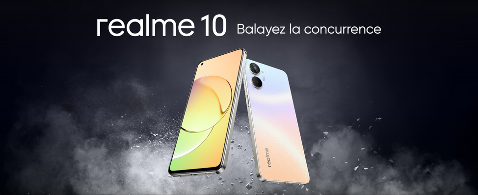 Le Realme 10 4G 8GoRAM+128GoROM Écran Super AMOLED 6.43"FHD+90 Hz bat 5000 MAh CPU HELIO G99 50MP