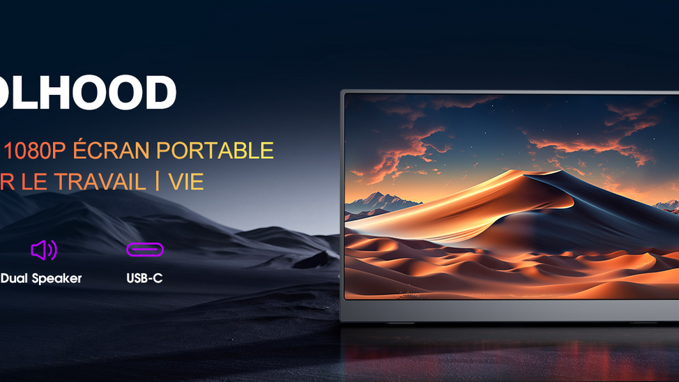 Le COOLHOOD Écran Portable 15.6" Moniteur Portable IPS 100% SRGB Écran Ordinateur 1080P FHD Écran Portatif USB C/Mini HDMI pour Téléphone/Laptop/PC/PS5