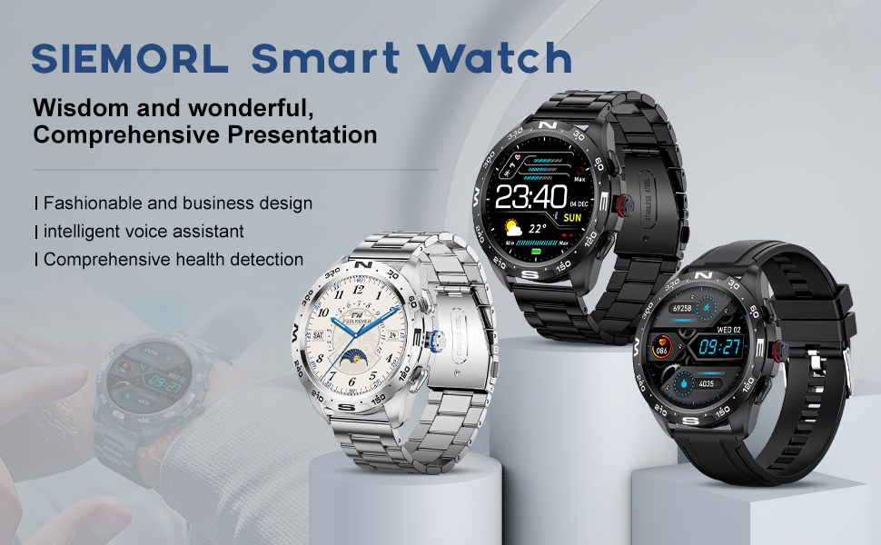 La SIEMORL Montre Connectée Appel Bluetooth Écran 1.32" 360 * 360HD Sommeil/Fréquence Cardiaque.....