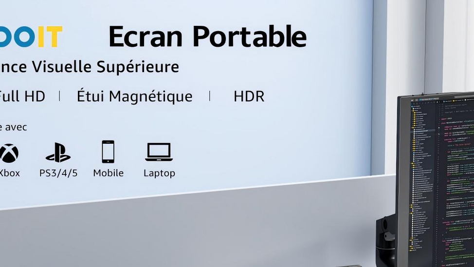 Le Yodoit Écran Portable 15.6" 1920 × 1080 FHD Moniteur IPS 100% SRGB Display HDMI USB Type C avec Haut-parleurs Intégrés pour PC/MacBook/Xbox/PS4 5/TV