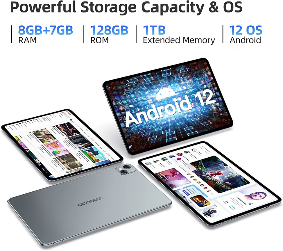 La DOOGEE  T10 Android 12 Écran 10.1"FHD+ batterie 8300MAh 15GoRAM+128GoROM CPU Octa-Core 13MP+8MP 