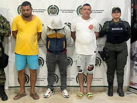 Capturados cinco personas, por extorsión a comerciantes en Sta Mta, Gaula Policía.