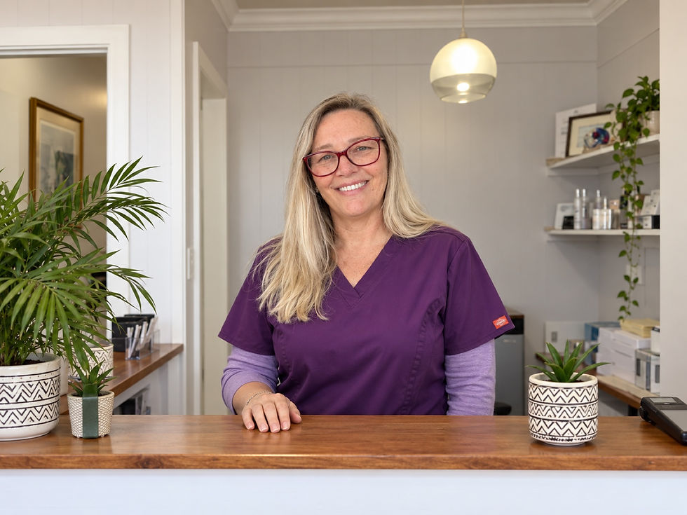 Tina Mellesmoen, RN, at the front desk of Sunshine Spa & Aesthetics, 201 W Liberty Ave in Covington, TN