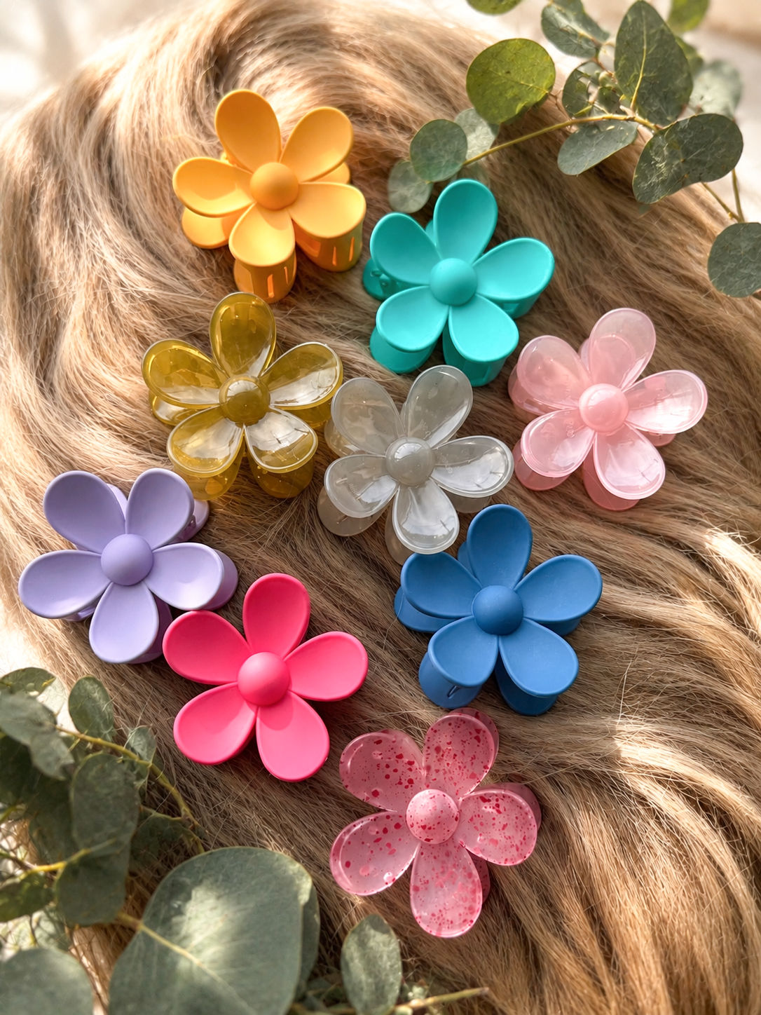 Floral Claw Clip Set – Pack of 5 (Assorted Colors)