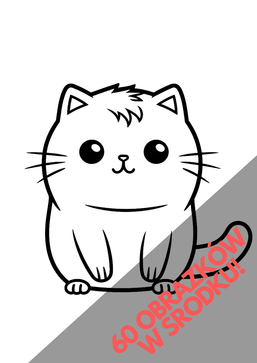Miniatura: Kotki Pusheen kolorowanki - uroczy kotek siedzący, idealny do kolorowania.
