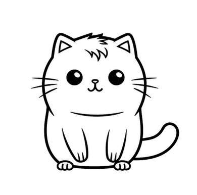 Słodki siedzący kotek – prosta kolorowanka do druku dla dzieci.
