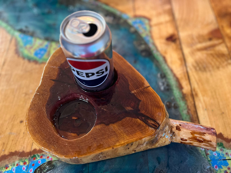 Wooden Cedar Table Coaster for Two Short Handle
