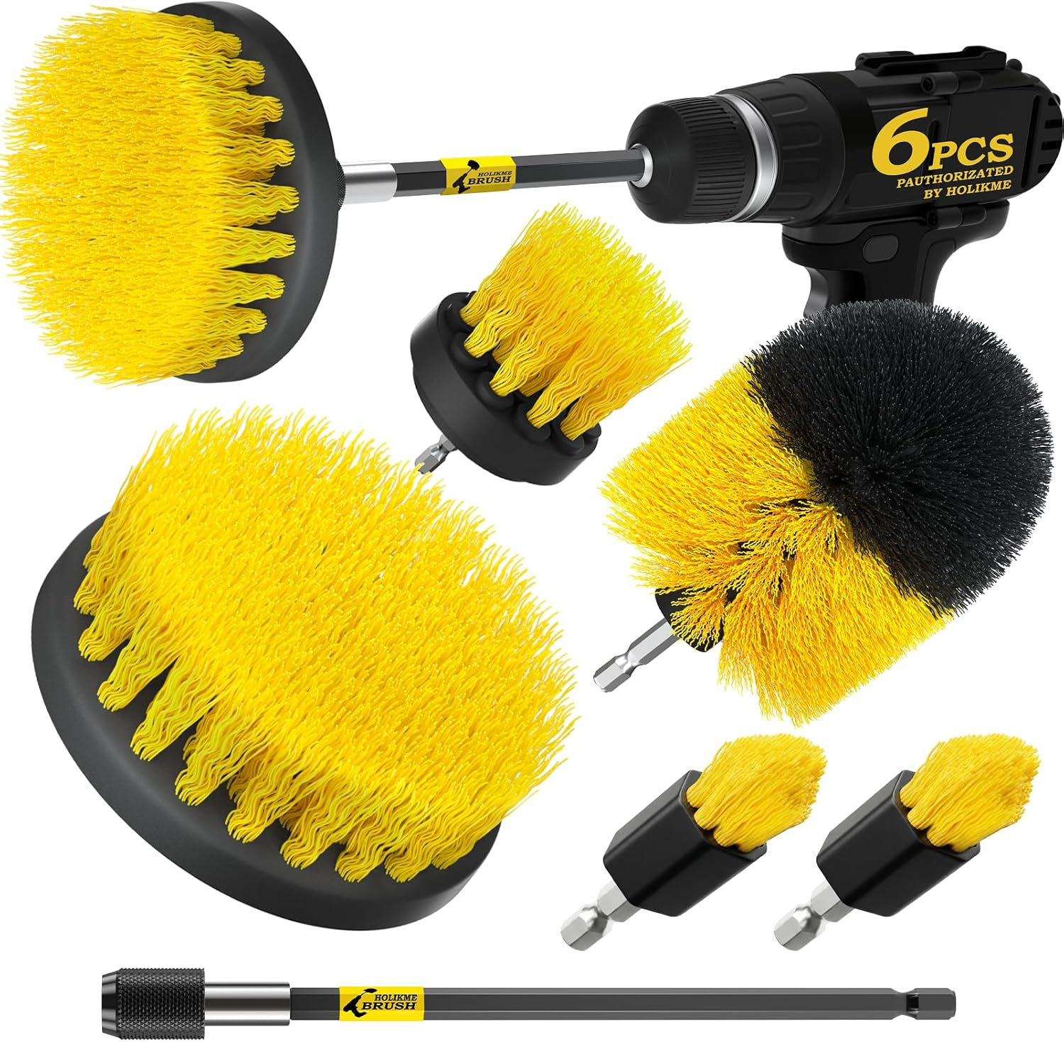 Holikme 4-Piece Drill Brush Attachment Set for Bathroom & Multi-Surface Cleaning
