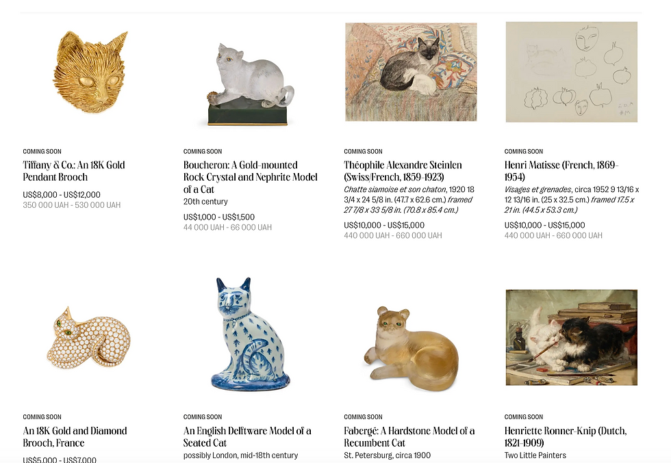 The Sandy Lerner Cat Collection, photo: Bonhams