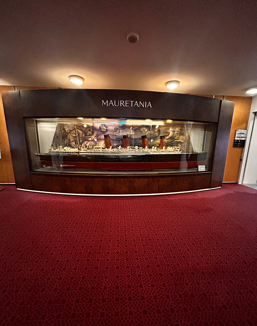 Ship display inside the Queen Elizabeth 2 Hotel in Dubai, UAE, showcasing the historic ocean liner’s maritime heritage and museum-style exhibits.