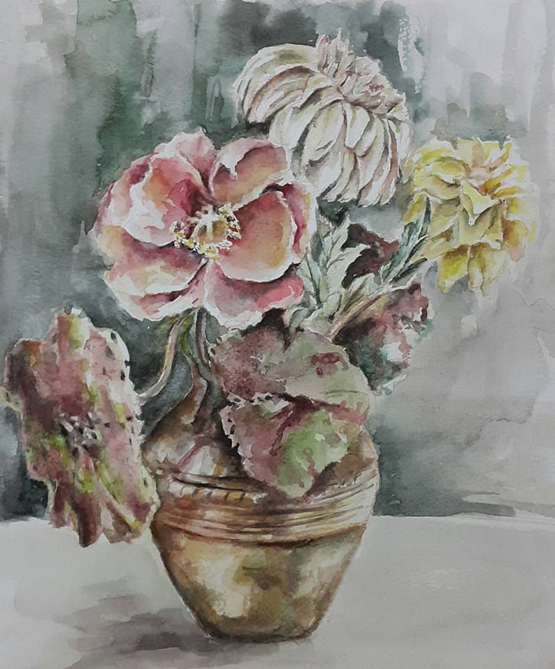 The bronze vase