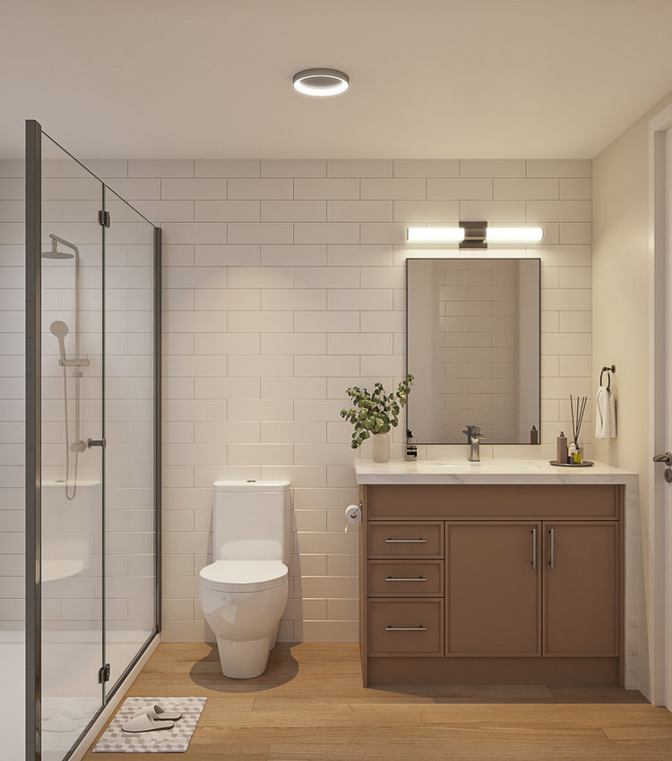 Bathroom with glass shower