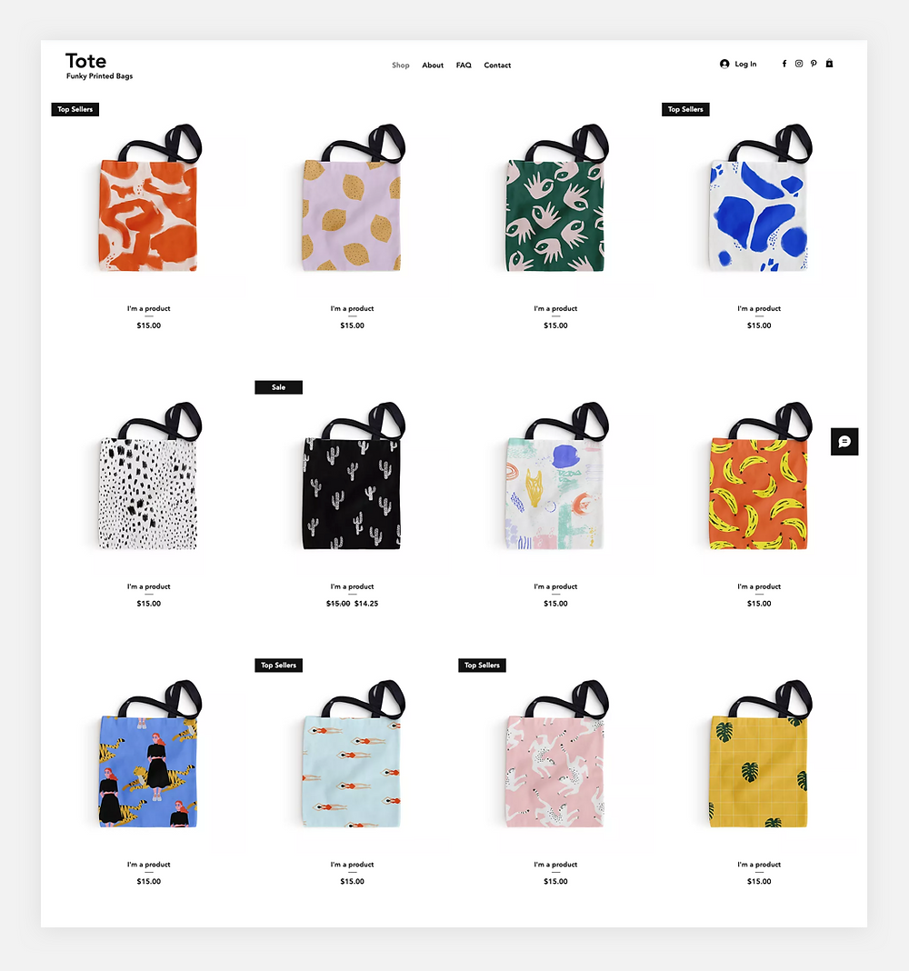 Wix eCommerce tote bag template
