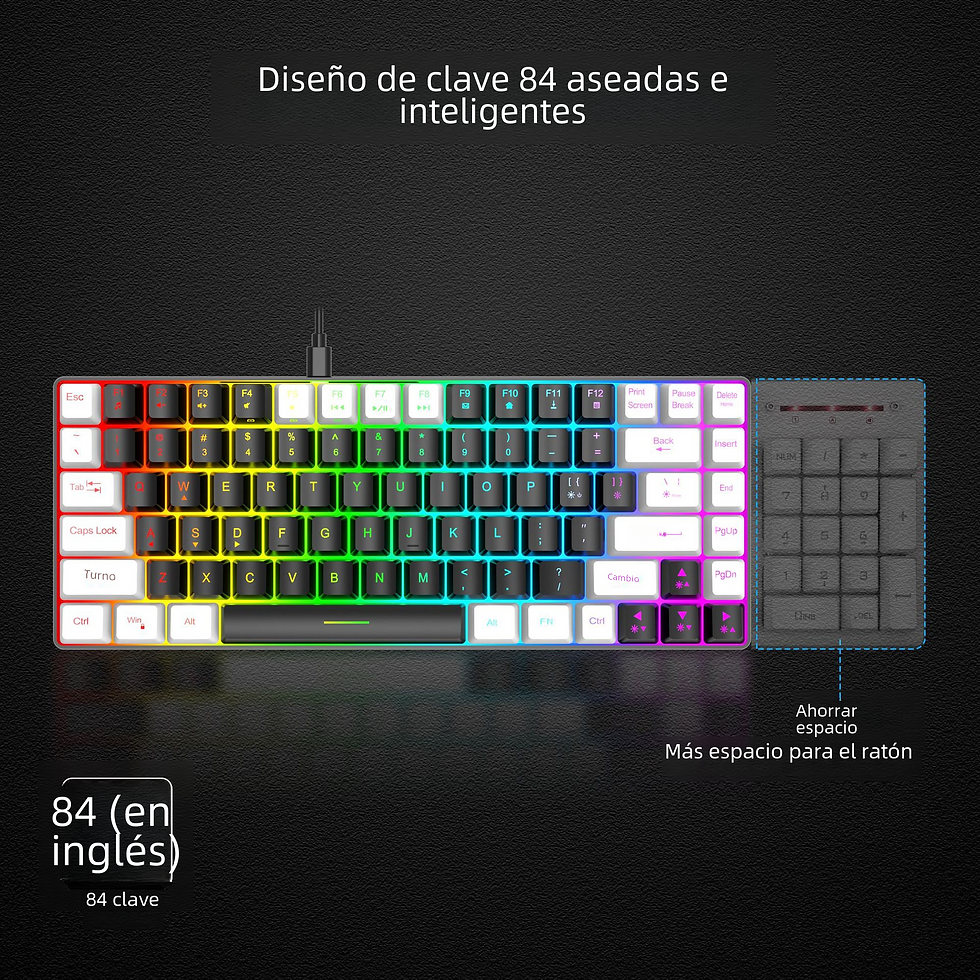 Miniatura: Wired RGB Gaming Keyboard - Compact 84 Keys Design
