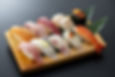 Fresh sushi platter served in a restaurant.