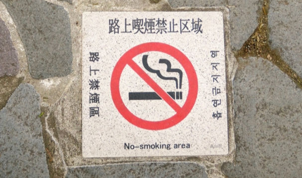A clear no smoking sign indicating a smoke-free area in a public space.