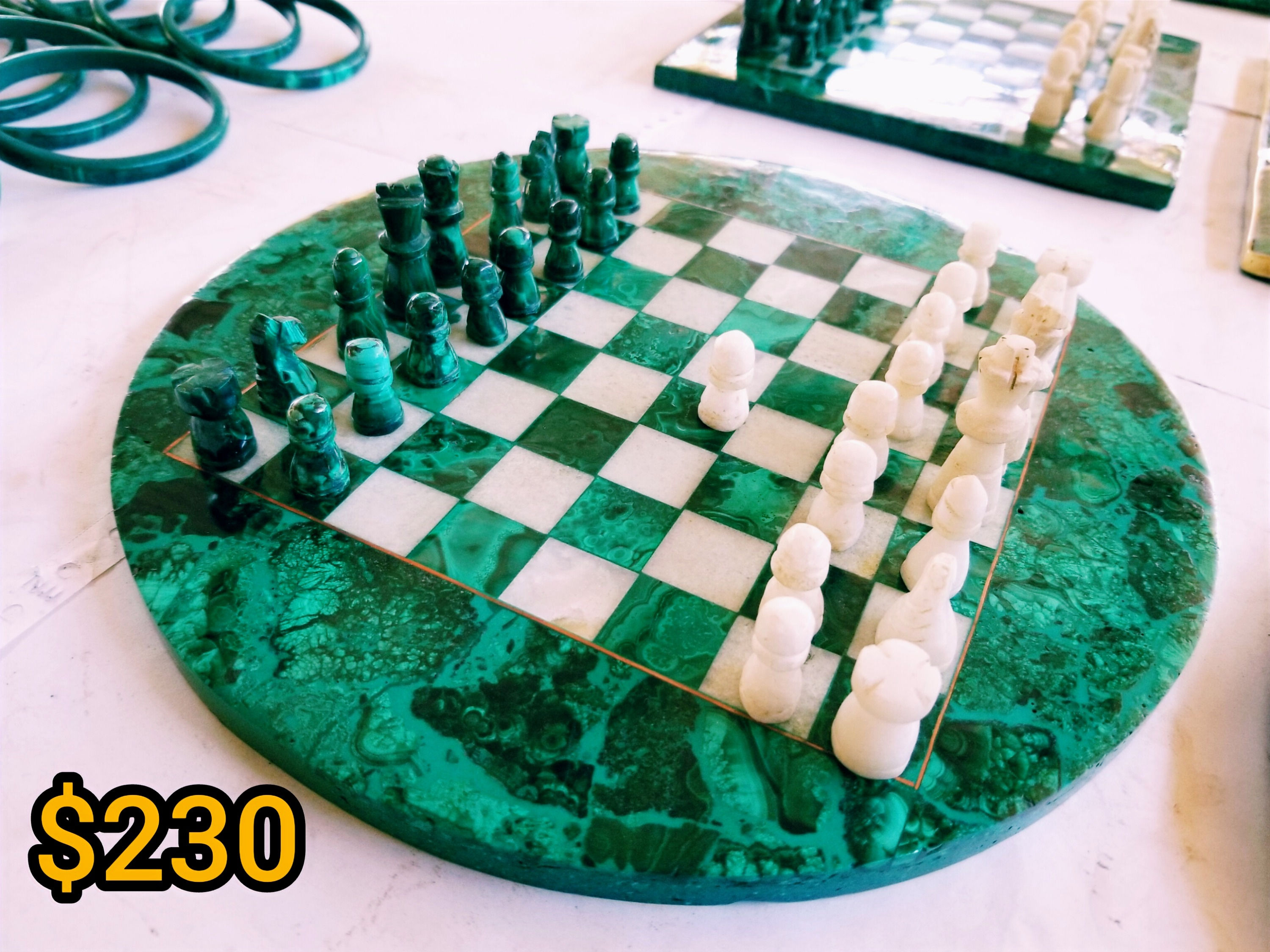 Malachite checker board