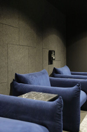 Acoustic wall in grey, installed by BACH Commercial in the Sea and Sky Sandringham cinema.