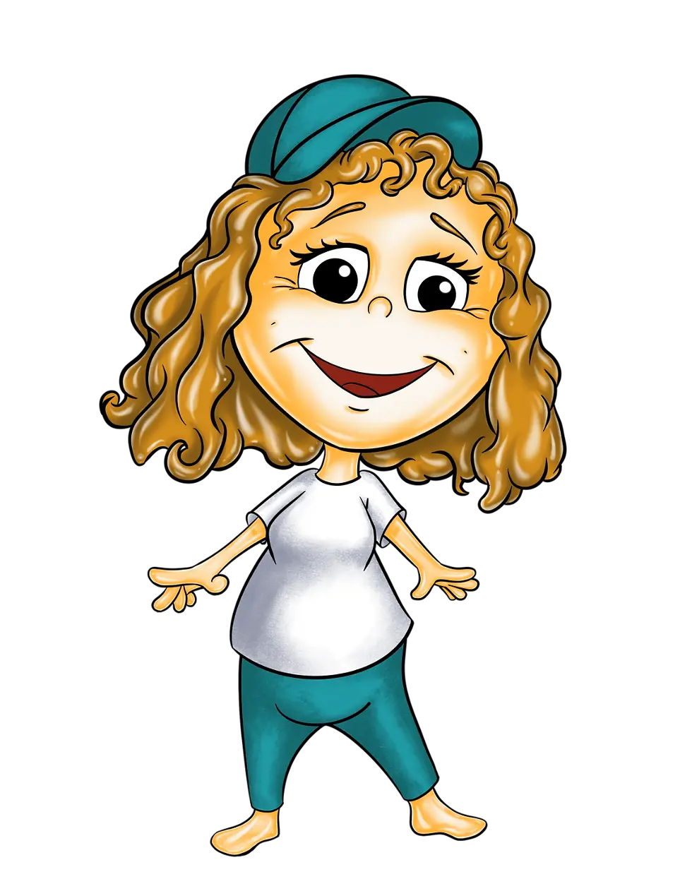 Illustration d'une femme portant une casquette, l'air heureuse.