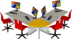 îlot equerre 2 bureaux + 1 rallonge