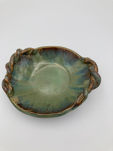 Custom Small Pottery Bowl with Decorative Rope Braiding