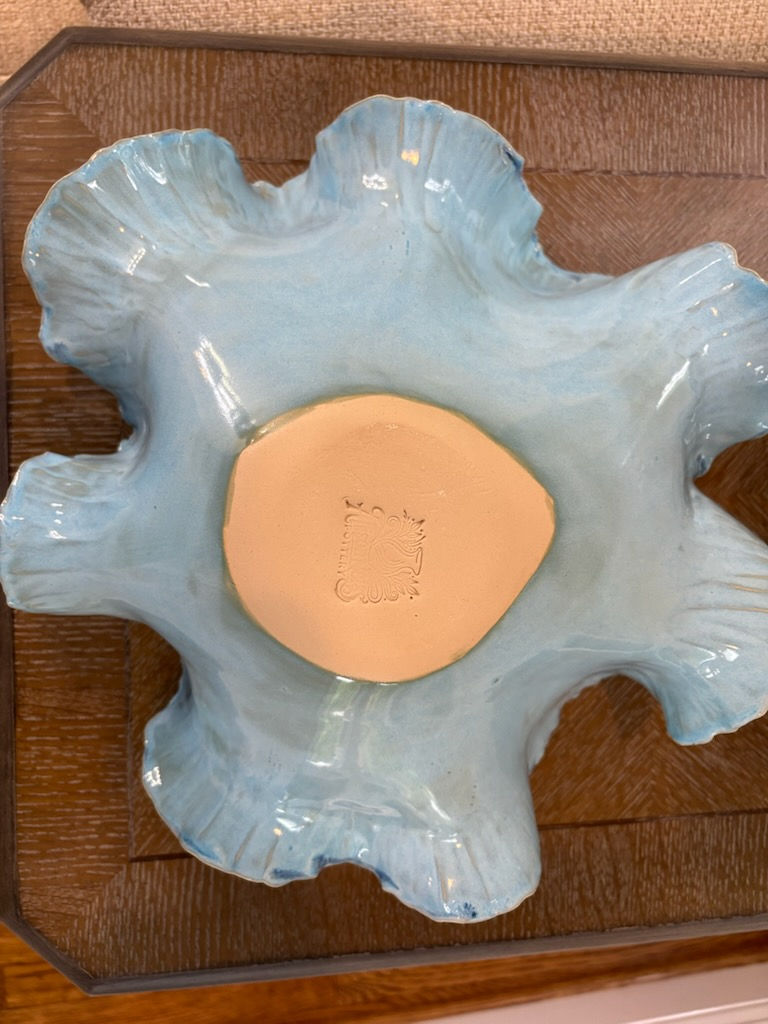 Blue Wavy Ceramic Bowl in coastal blues