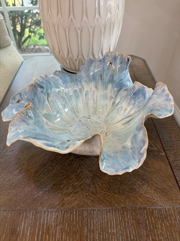 Multicolored Coastal Looking Ceramic Bowl that is Wavy