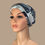 Thumbnail: Estelle - Navy blue & stone jersey pre-tied head scarf