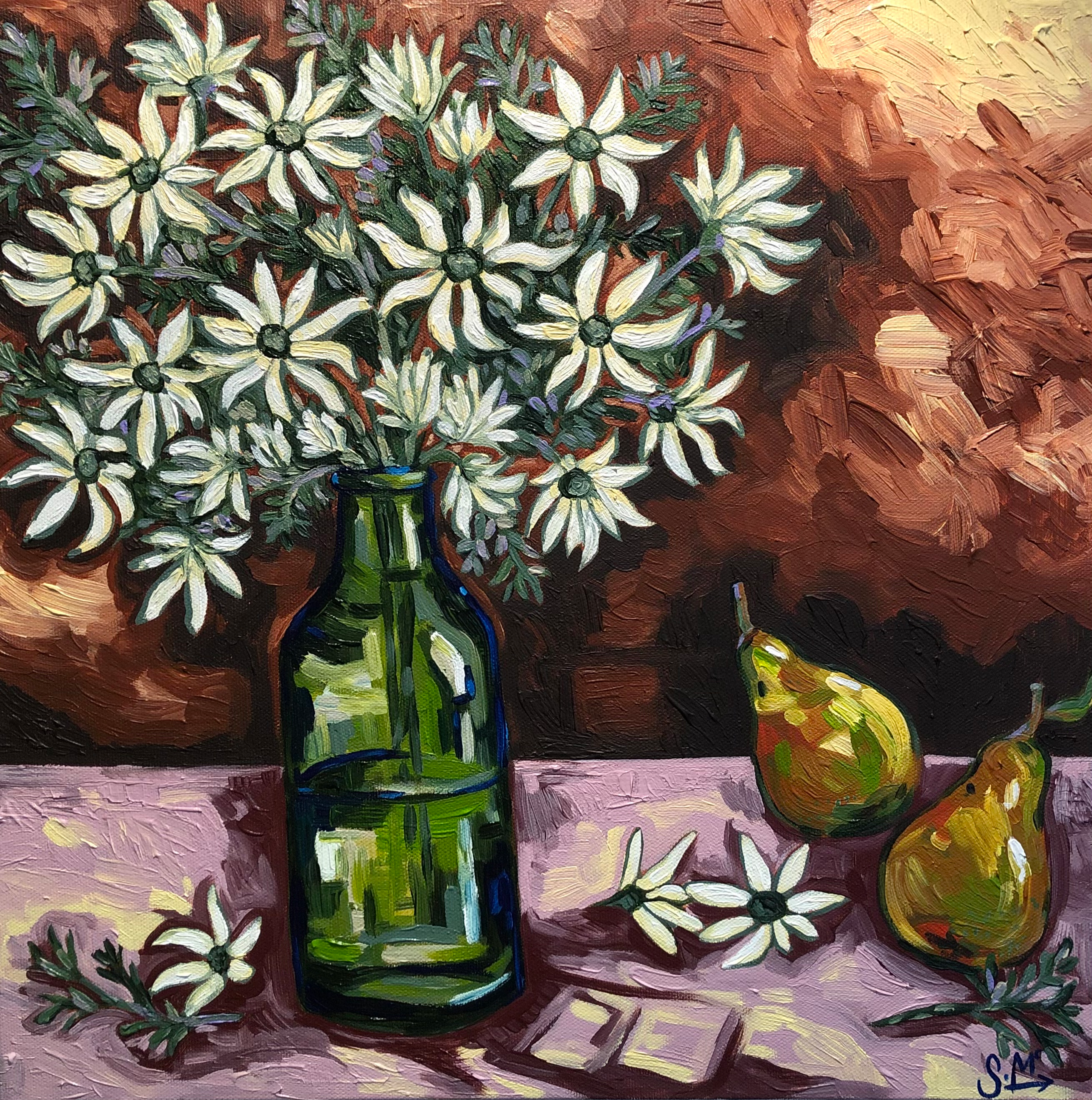 'flannel flowers in old green glass' - fine art print
