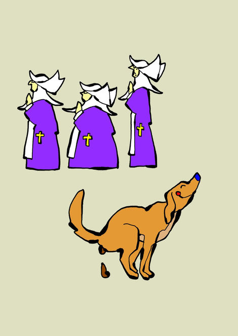 Illustrazioni sulle avventure di un cagnolino felice.
