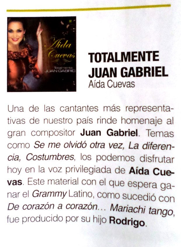Nota Aida Cuevas en Revista Pasión. Septiembre 2013.JPG