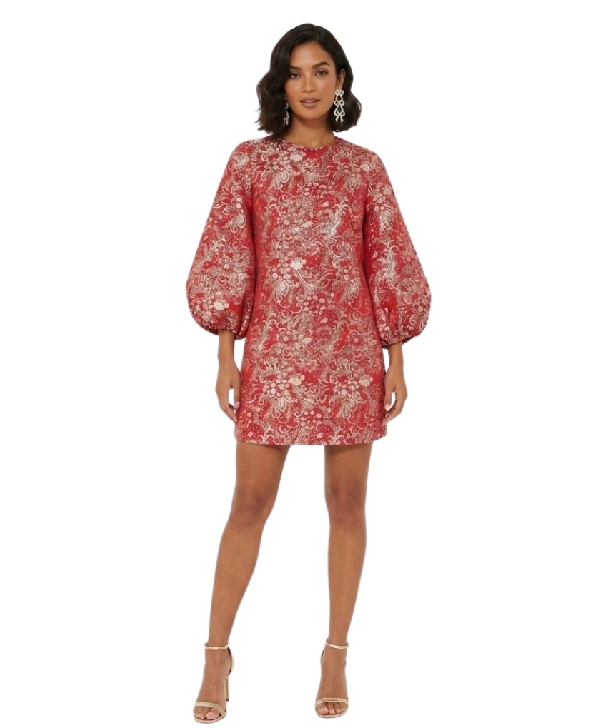 Red & Pink Jacquard Janie Mini Dress