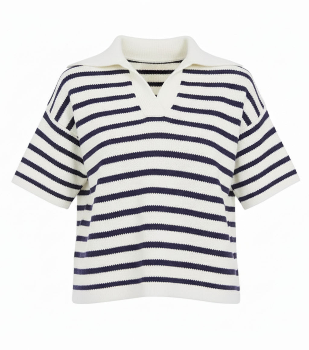 Ivory and Navy Stripe Claire Sweater