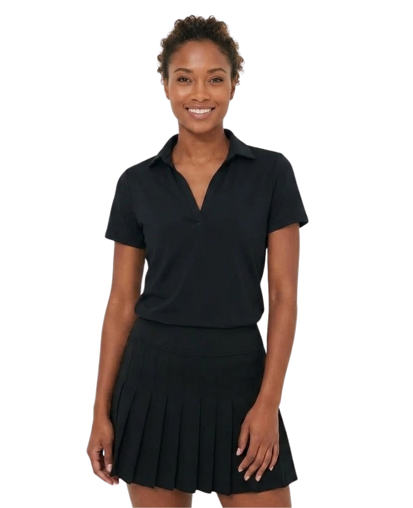 Black Short Sleeve Performance Jersey Caroline Polo