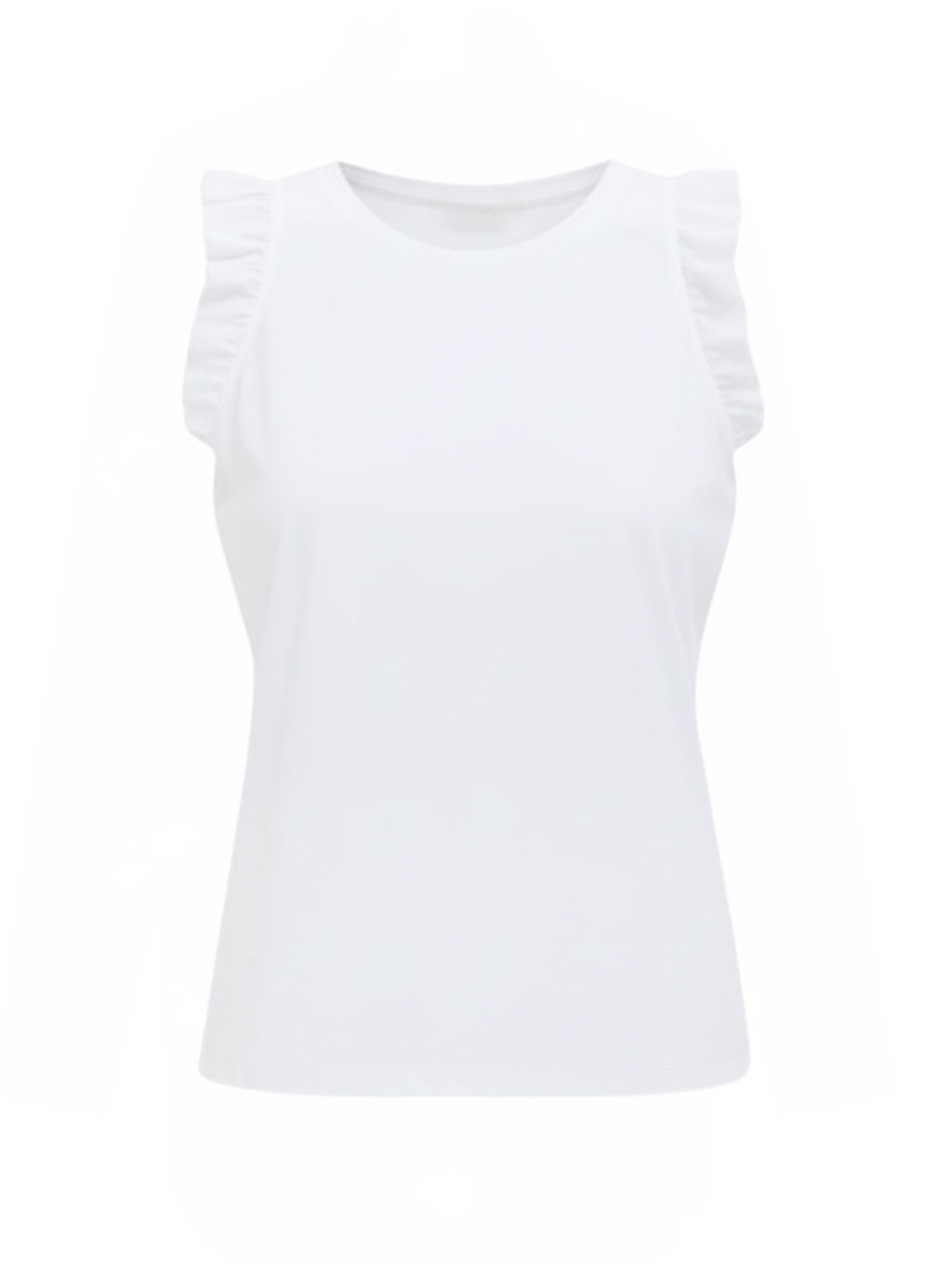 White Performance Jersey Ruffle Lea Tank