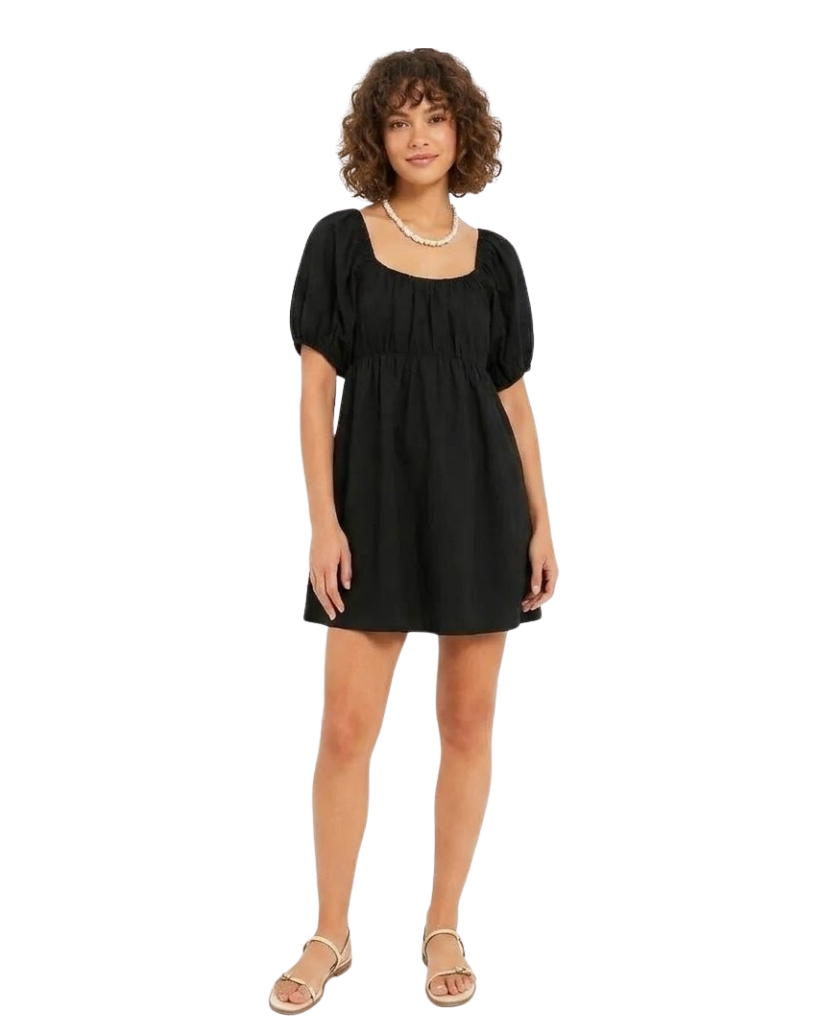 Black Ares Puff Sleeve Dress