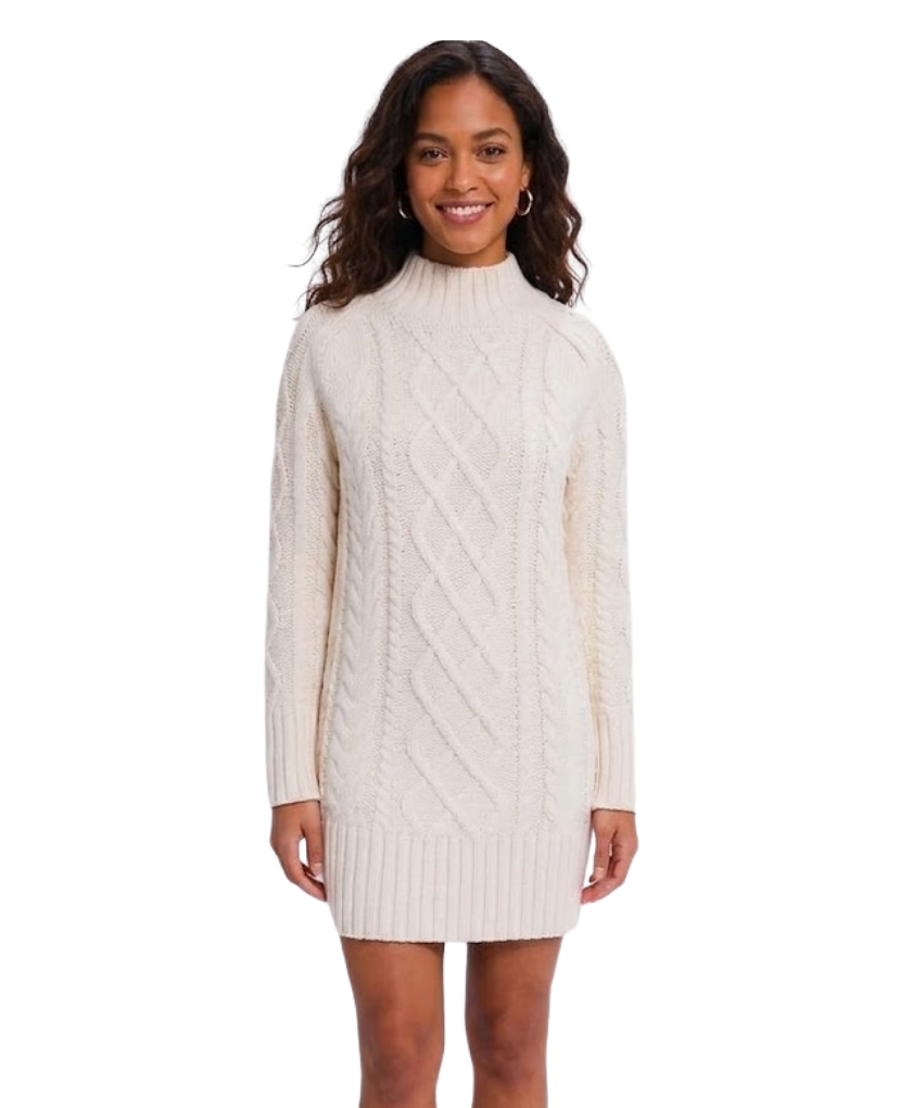 Cream Whistler Cable Sweater Dress