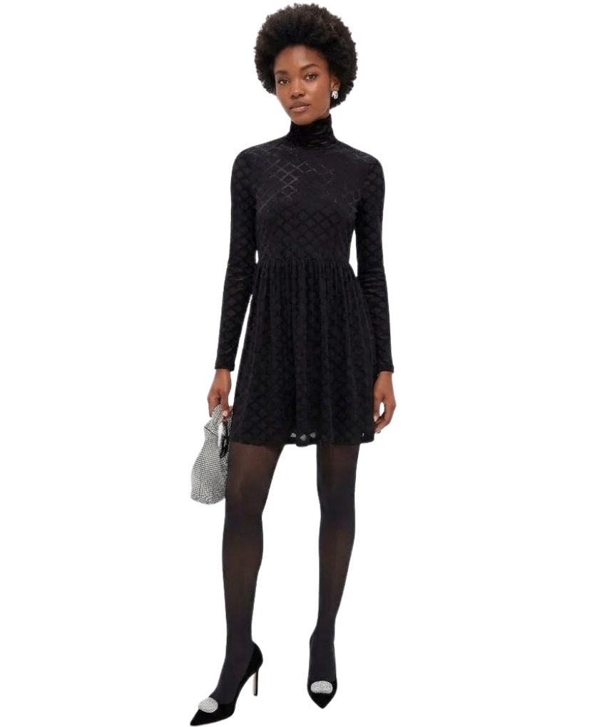Black Velvet Burnout Rowan Dress
